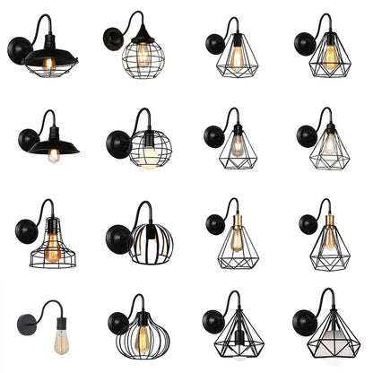 Black metal industrial iron cage wall sconce with exposed edison bulbs for bedroom decorbites iron cage wall lighting