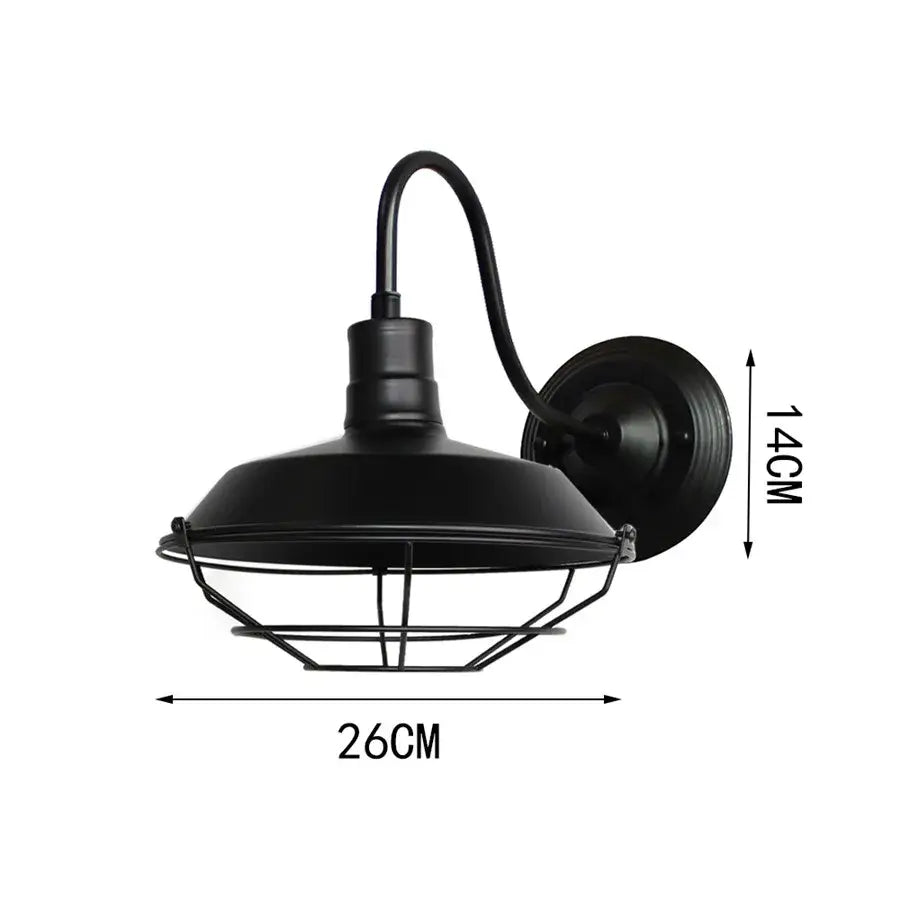 Black wrought iron cage wall sconce with protective wire cage for farmhouse decorbites iron cage lighting