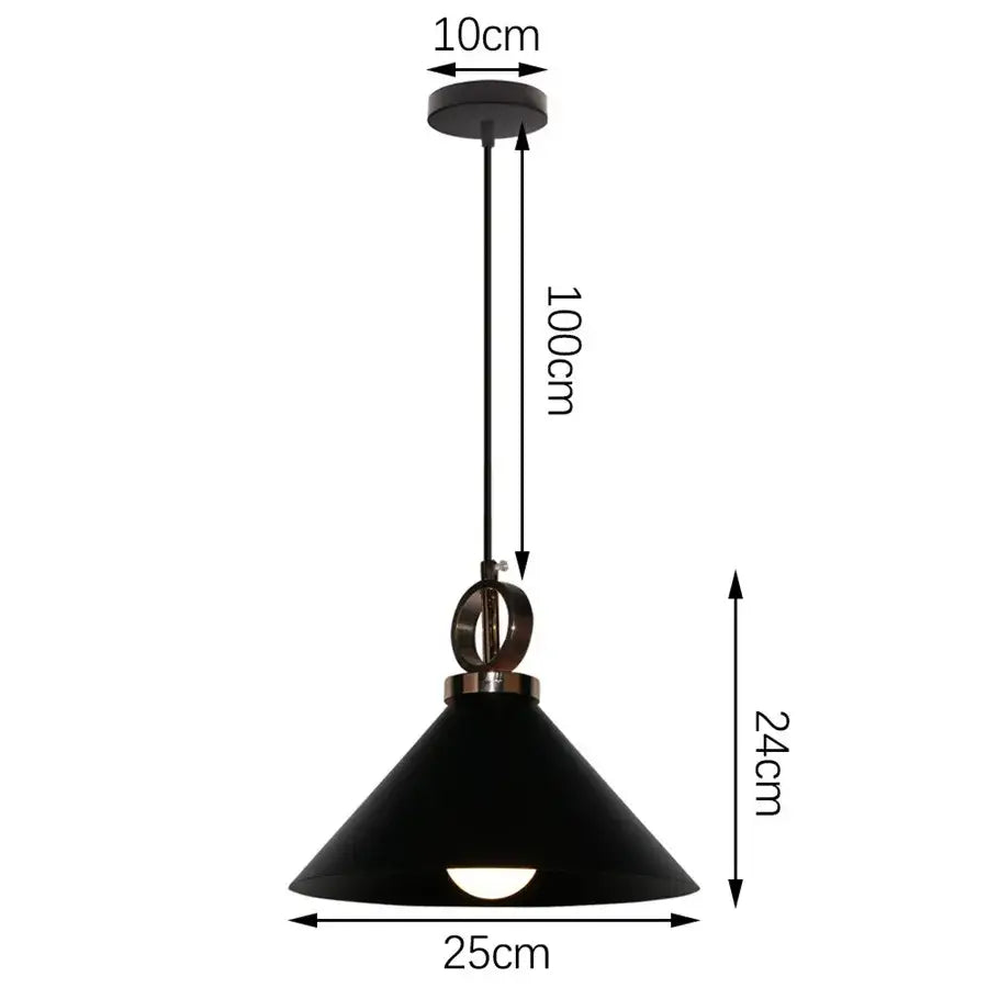 Black matte-finished industrial iron pendant light with 10cm ceiling mount and 24cm base for kitchen decorbites industrial iron decor