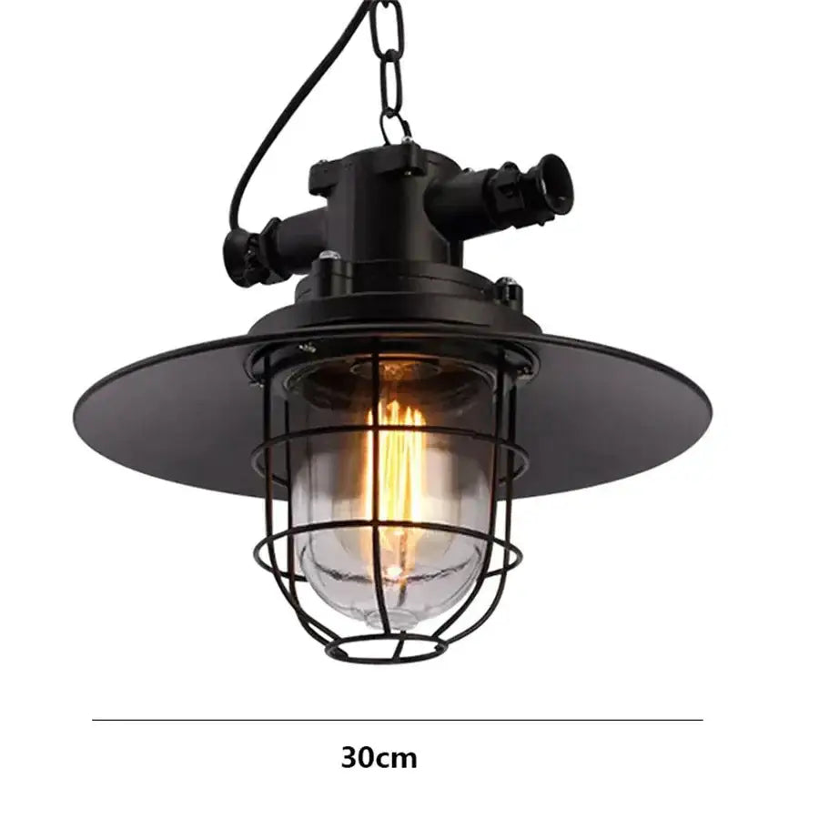 Black industrial iron pendant light with cage design and exposed filament bulb for kitchen decorbites industrial iron pendant