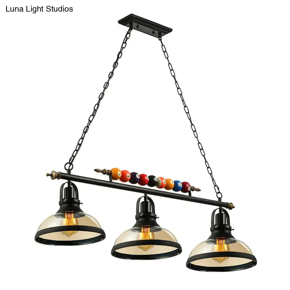 Decorbites rustic black island pendant light kit with clear glass amber shades and colorful billiard balls decorative bar
