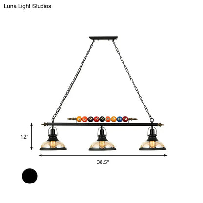 Decorbites rustic black island pendant light kit with clear glass dome amber shades and colorful billiard balls light kit