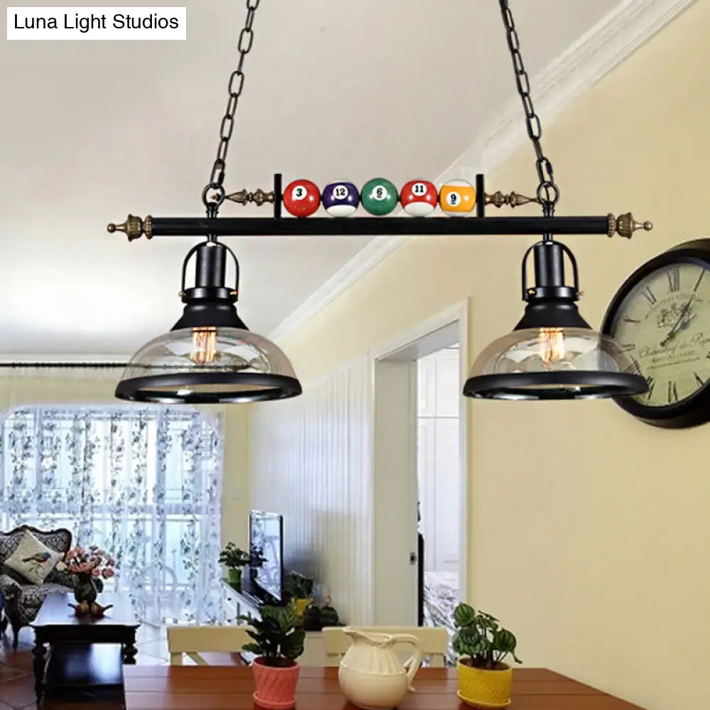 DecorBites rustic black island pendant light kit with clear glass domes and vintage multi-color balls for bar lighting