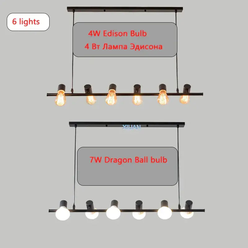 Black metal pendant light fixture with six edison or dragon ball bulbs for industrial kitchen island chandelier decorbites industrial kitchen