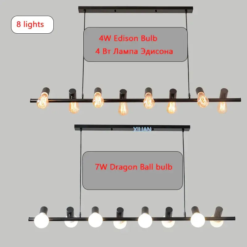 Industrial black kitchen island chandelier with eight lights featuring 4w edison bulbs for decorbites industrial kitchen decor