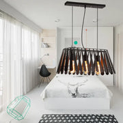 Decorbites™ industrial black metal 3-light linear island ceiling pendant lamp with black linear cage and e26 e27 bulbs