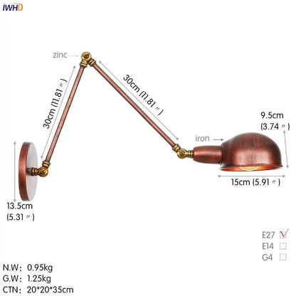 Copper-finished adjustable wall light with articulated arms and dome shade for decorbites loft antique edison bedroom use