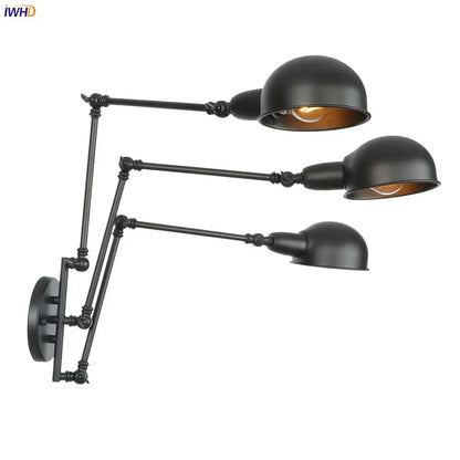 Industrial black loft antique edison wall light with black matte finish and adjustable swing arm for bedroom decorbites loft antique