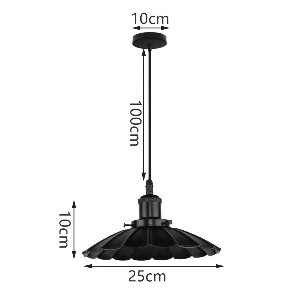 Black metal pendant light with fluted petal-like shade and 10cm ceiling mount decorbites industrial aluminium pendant