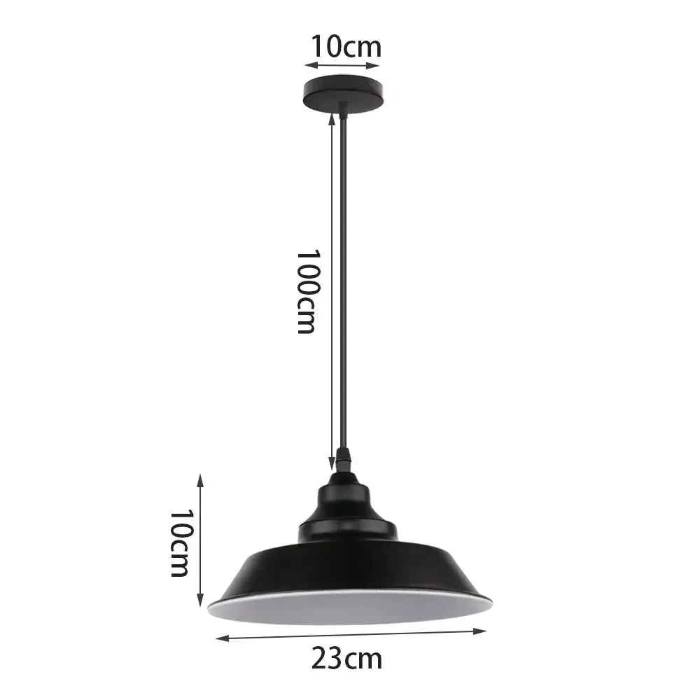Black industrial aluminium pendant light with matte finish and white interior for kitchen wood accents decorbites