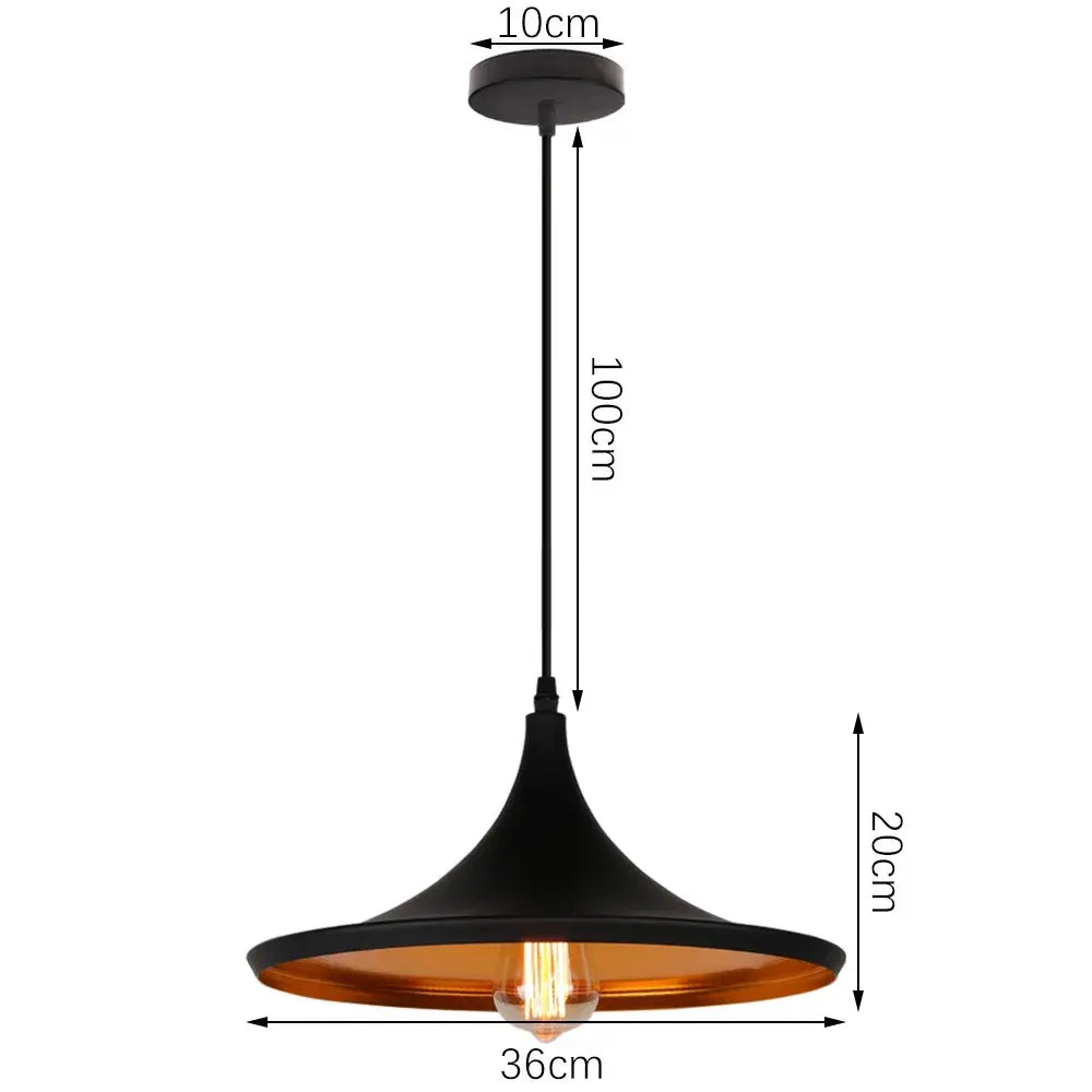 Black and copper decorbites industrial aluminium pendant light with sleek conical shade for kitchen wood accents decor