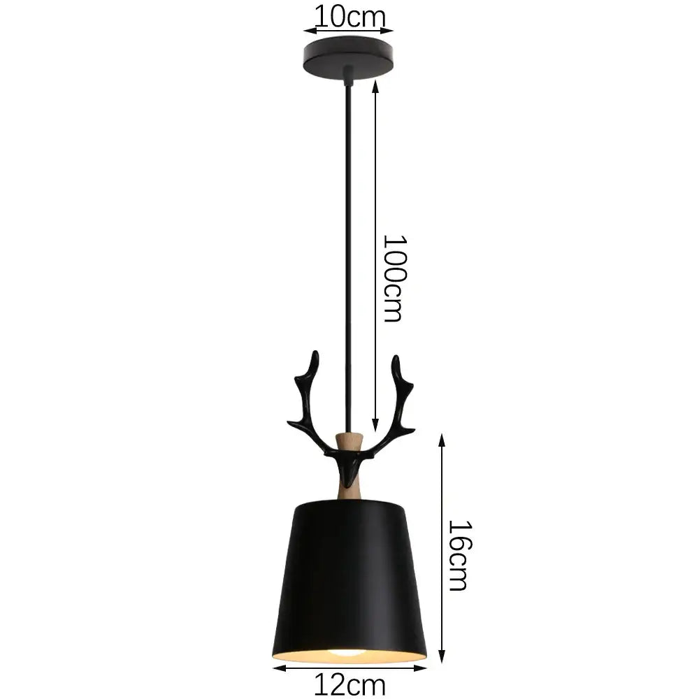 Industrial black matte aluminium pendant light with antler-shaped metal fixture and wooden accents for kitchen decorbites industrial aluminium pendant