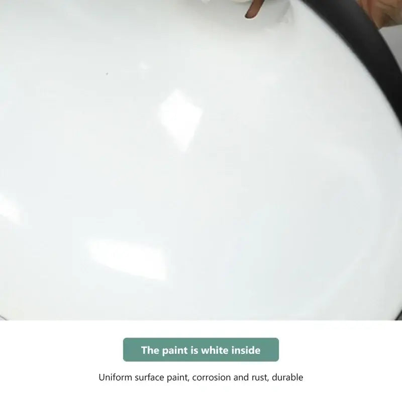 White enamel-coated interior of a durable corrosion-resistant container in black matte electric food heating pendant light