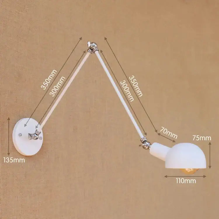 White adjustable wall sconce with chrome joints and frosted glass shade for decorbites golden vintage led lighting
