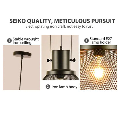 Industrial black electroplated iron pendant light with mesh cage design perfect for dining room decorbites cage pendant