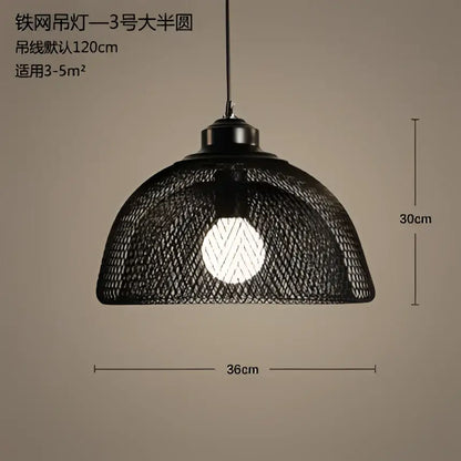 Industrial black mesh pendant light with dome design and exposed bulb for dining room decorbites industrial birdcage chandelier