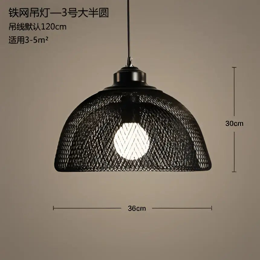 Industrial black mesh pendant light with dome design and exposed bulb for dining room decorbites industrial birdcage chandelier