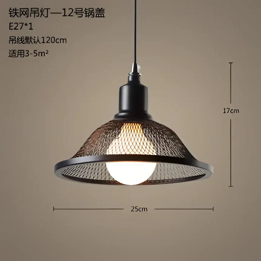 Black metal mesh pendant light with circular frame and exposed bulb decorbites industrial birdcage chandelier