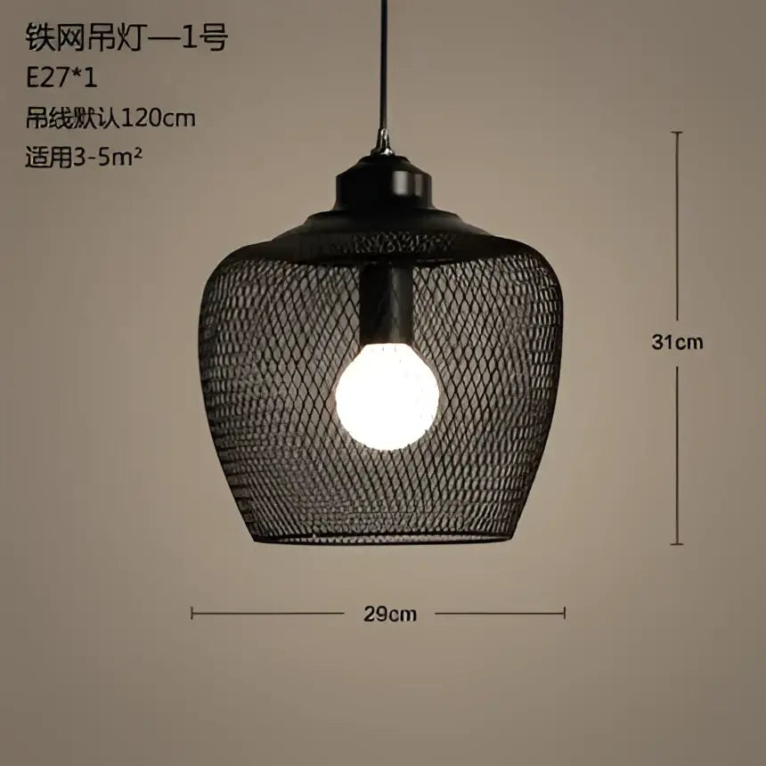 Black metal mesh pendant light with bulb inside decorbites industrial birdcage chandelier for dining room decor