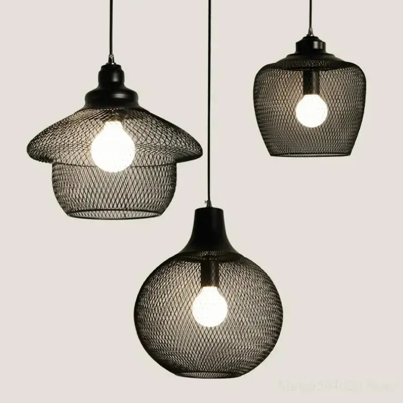 Industrial black mesh pendant light with exposed bulb interior decorbites industrial birdcage chandelier for dining room
