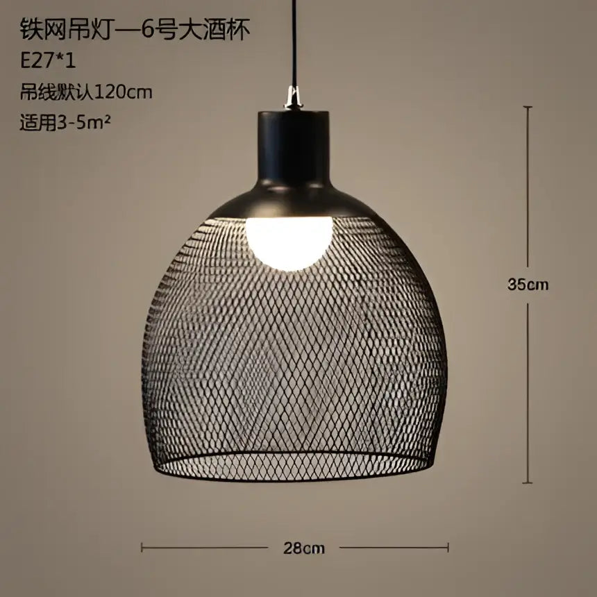 Black metal mesh pendant light with dome design and visible bulb from decorbites industrial birdcage chandelier for dining room