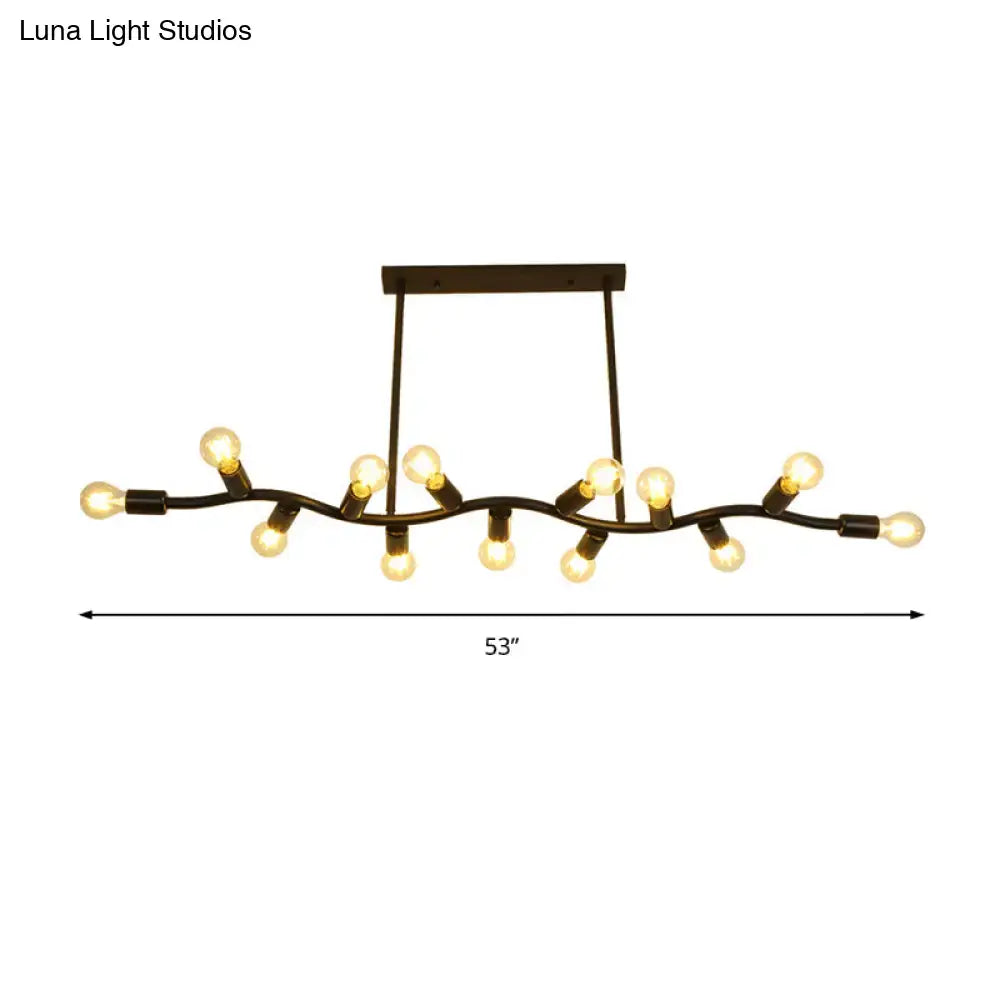 A rustic bronze decorbites wavy iron ceiling pendant with 13 edison bulbs chain cord length suitable for 220v-240v use