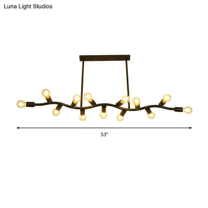 A rustic bronze decorbites wavy iron ceiling pendant with 13 edison bulbs chain cord length suitable for 220v-240v use