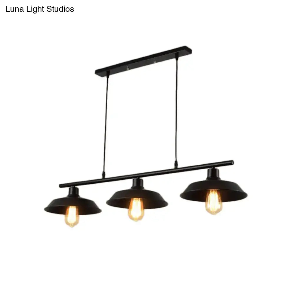 Decorbites™ industrial black metal pendant lighting with three e26 e27 bulb base exposed edison bulbs and dome shades