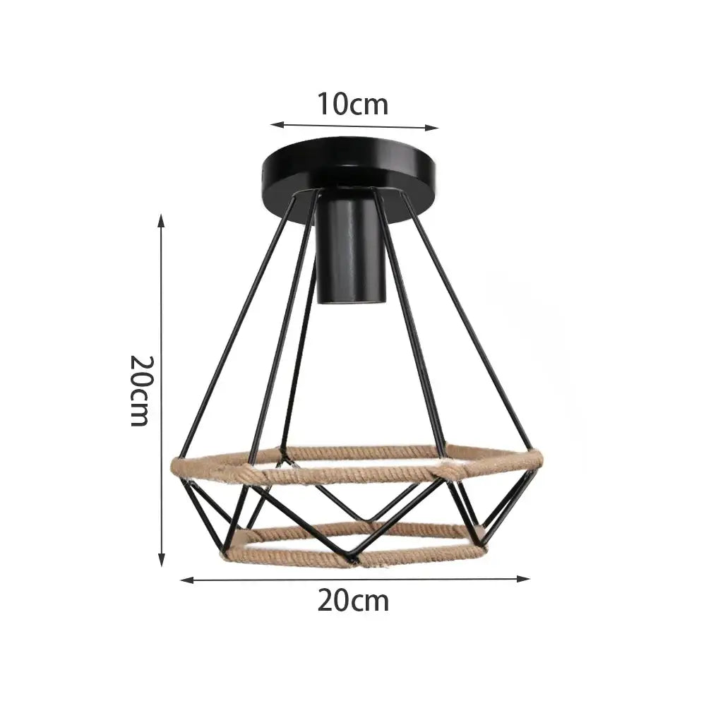 Black metal cage industrial hanging lamp with natural rope accents for kitchen decorbites industrial hanging lighting