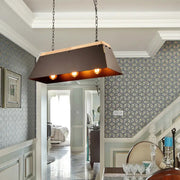 DecorBites industrial metal and wood pendant lamp in black with exposed bulbs for dining room lights island lighting