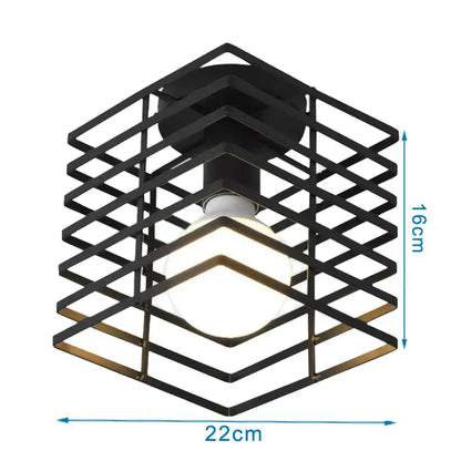 Black metal cube-shaped industrial led ceiling light fixture with glowing bulb for kitchen decorbites industrial led decor