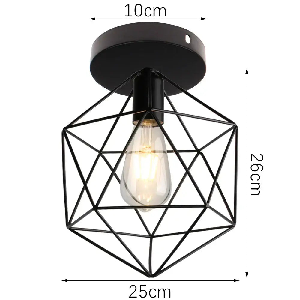Industrial black metal cage ceiling light with vintage bulb for kitchen decorbites industrial led ceiling fixture