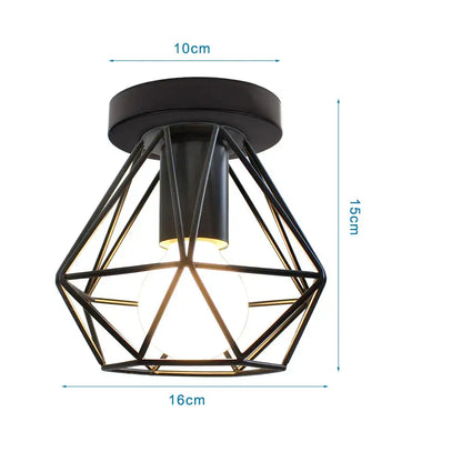 Black metal geometric cage ceiling light with warm glow ideal for kitchen decorbites industrial led ceiling fixture