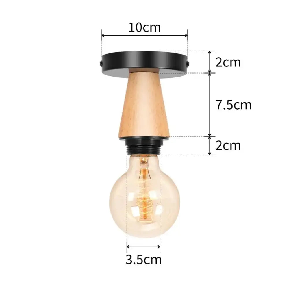 A rustic industrial led ceiling light with black metal cage, wooden stem, and exposed filament bulb for decorbites decor
