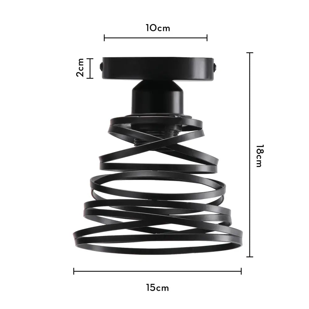 Industrial black metal cage ceiling light with a sleek spiral design for decorbites industrial led ceiling fixtures