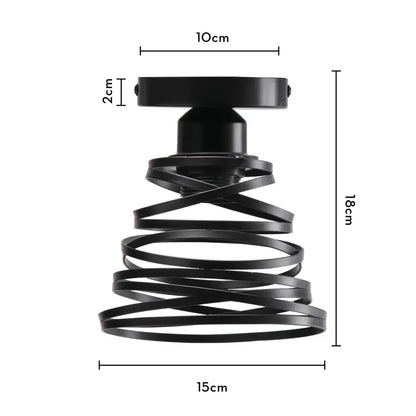 Industrial black metal cage ceiling light with a sleek spiral design for decorbites industrial led ceiling fixtures