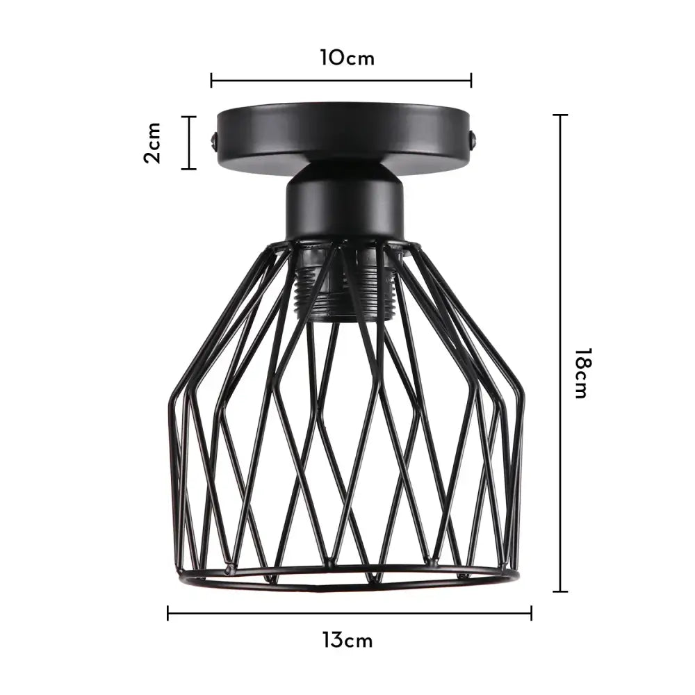 Black metal cage ceiling light with geometric wireframe design for industrial led ceiling decorbites kitchen fixture