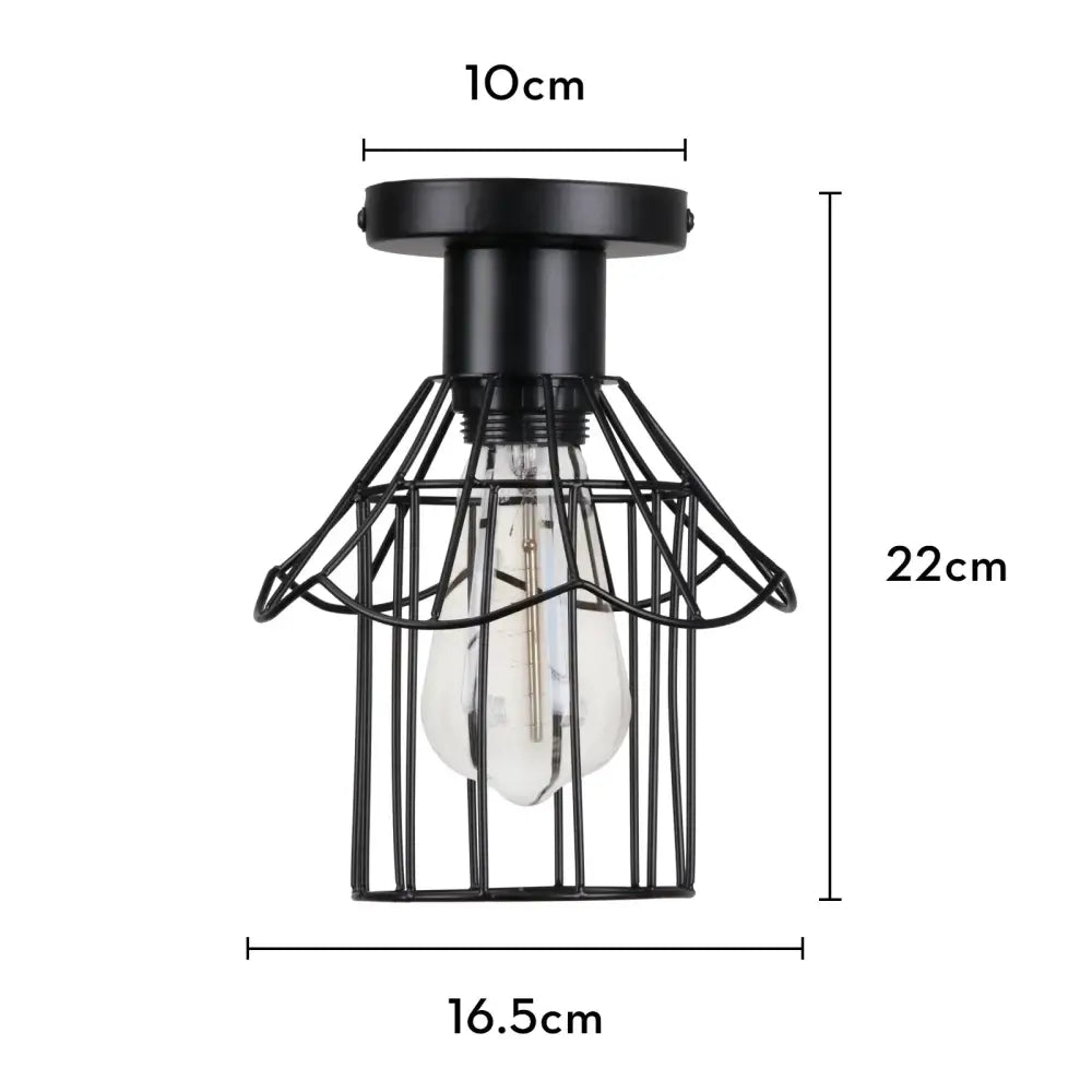 Black metal cage industrial led ceiling light with clear glass bulb for kitchen decorbites industrial led fixture