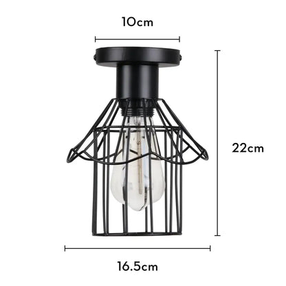 Black metal cage industrial led ceiling light with clear glass bulb for kitchen decorbites industrial led fixture
