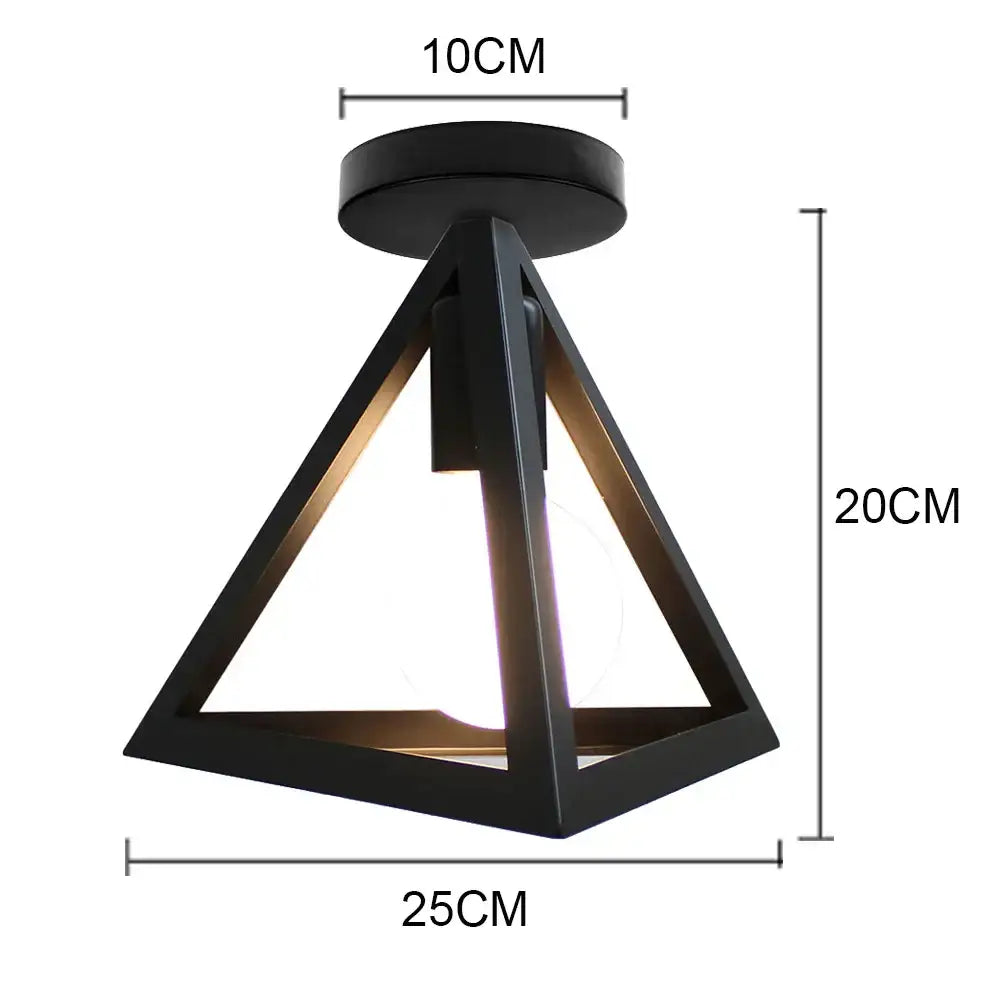 Black triangular industrial led ceiling light fixture with matte finish and geometric metal frame for decorbites industrial led decor