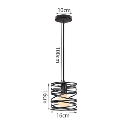 Industrial black metal cage mini pendant light with cylindrical shade 16cm diameter for dining room use