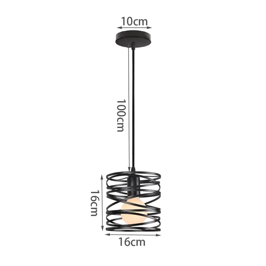 Industrial black metal cage mini pendant light with cylindrical shade 16cm diameter for dining room use