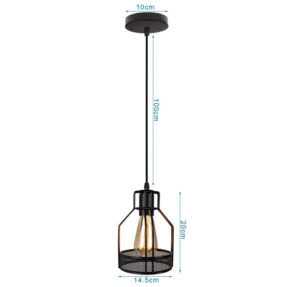 Black metal cage pendant light with vintage Edison bulb for kitchen decorbites industrial led pendant lighting