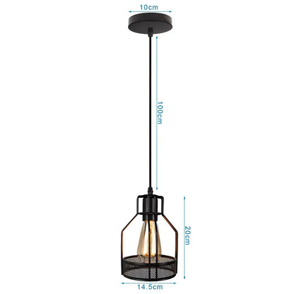 Black metal cage pendant light with vintage Edison bulb for kitchen decorbites industrial led pendant lighting