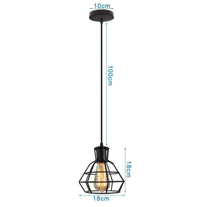 Industrial black metal cage pendant light with vintage filament bulb ideal for decorbites industrial led pendant decor