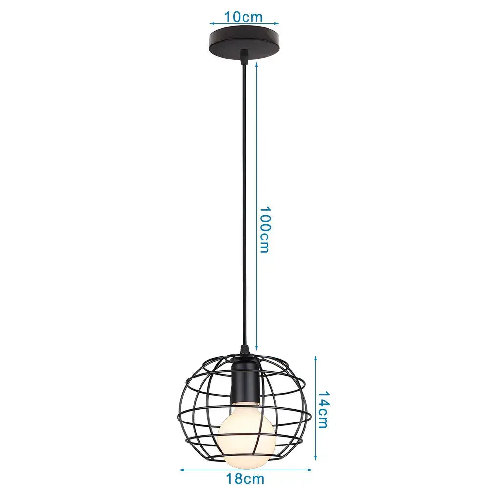 Black metal cage pendant light with spherical wireframe and exposed bulb perfect for decorbites industrial led kitchen decor