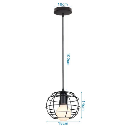 Black metal cage pendant light with spherical wireframe and exposed bulb perfect for decorbites industrial led kitchen decor