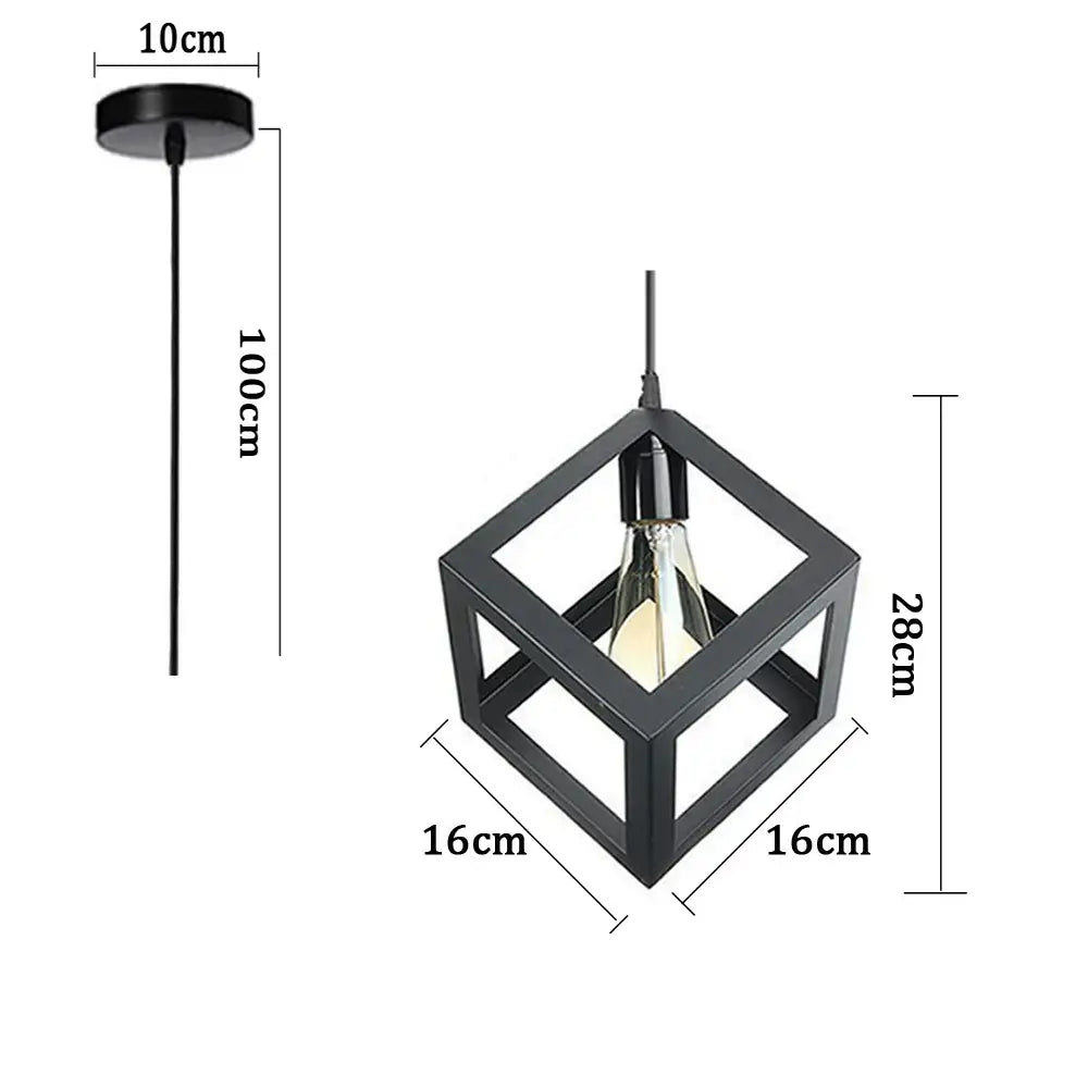 Black metal cube pendant light with exposed filament bulb industrial led pendant for kitchen decorbites industrial led decor