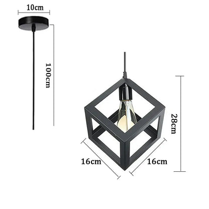 Black metal cube pendant light with exposed filament bulb industrial led pendant for kitchen decorbites industrial led decor