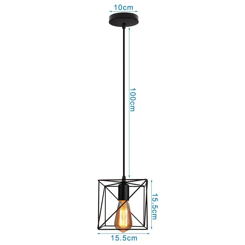 Black metal geometric pendant light with vintage edison bulb for kitchen decor bites industrial led pendant light